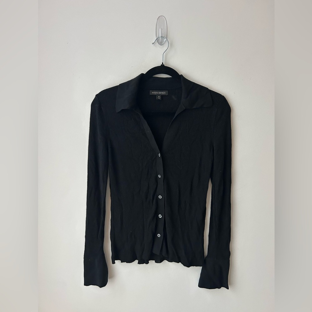 Banana republic essential ribbed polo cardigan